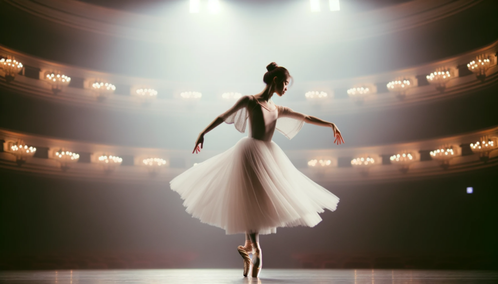 Ballerina dancing gracefully on a scene