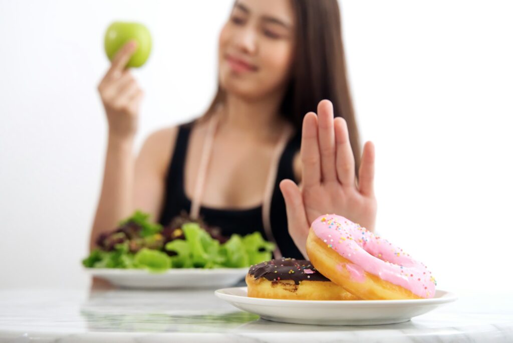 young girl on dieting for good health concept